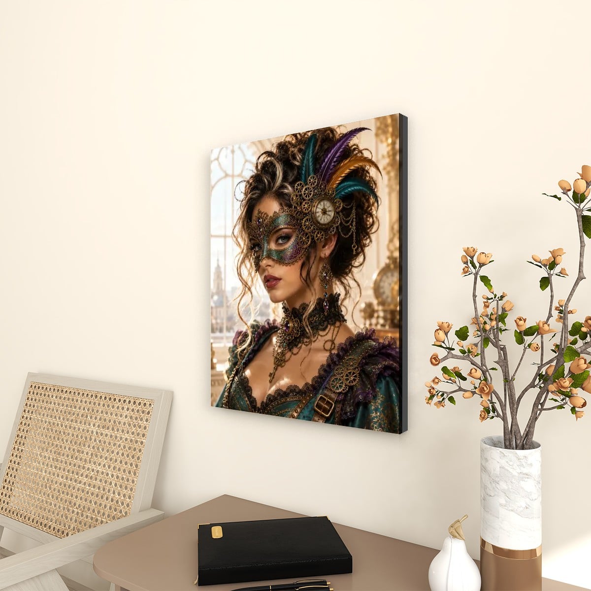 Canvas Prints Wall Art Steampunk Mask Teal