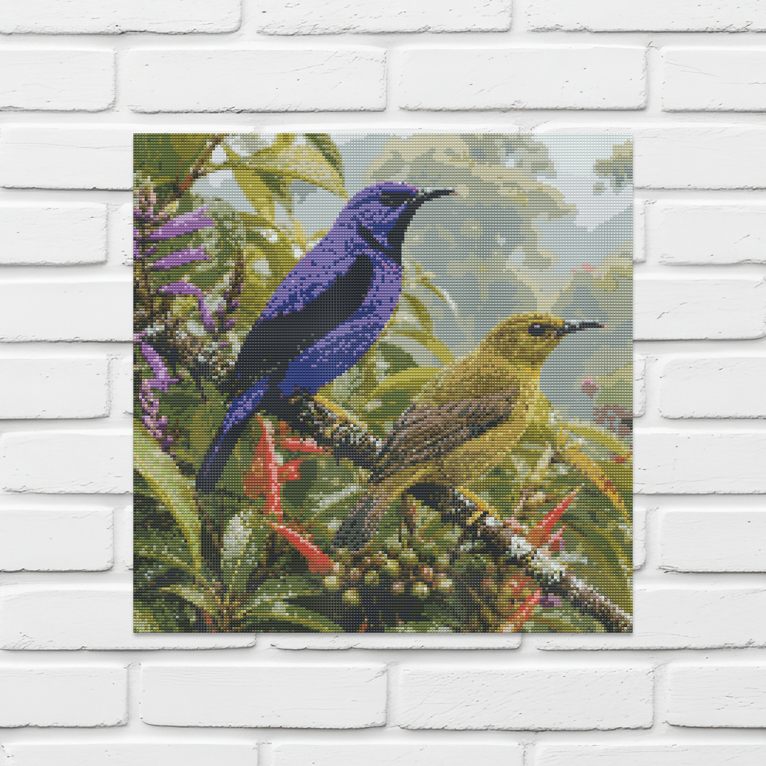 Diamond Painting Kit 20"x20" Purple Honeycreeper (Round)