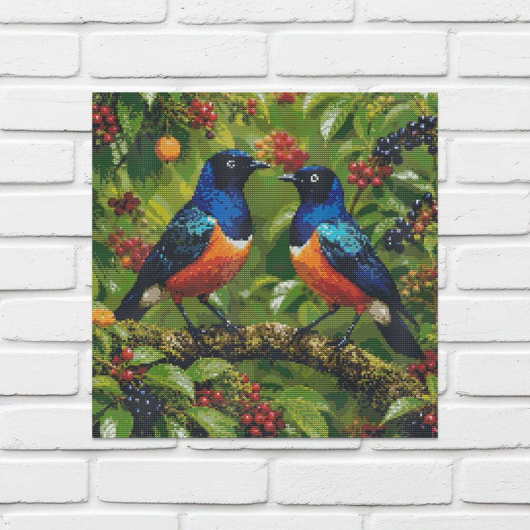 Diamond Painting Kit 20"x20" Superb Starling (Round Drills)