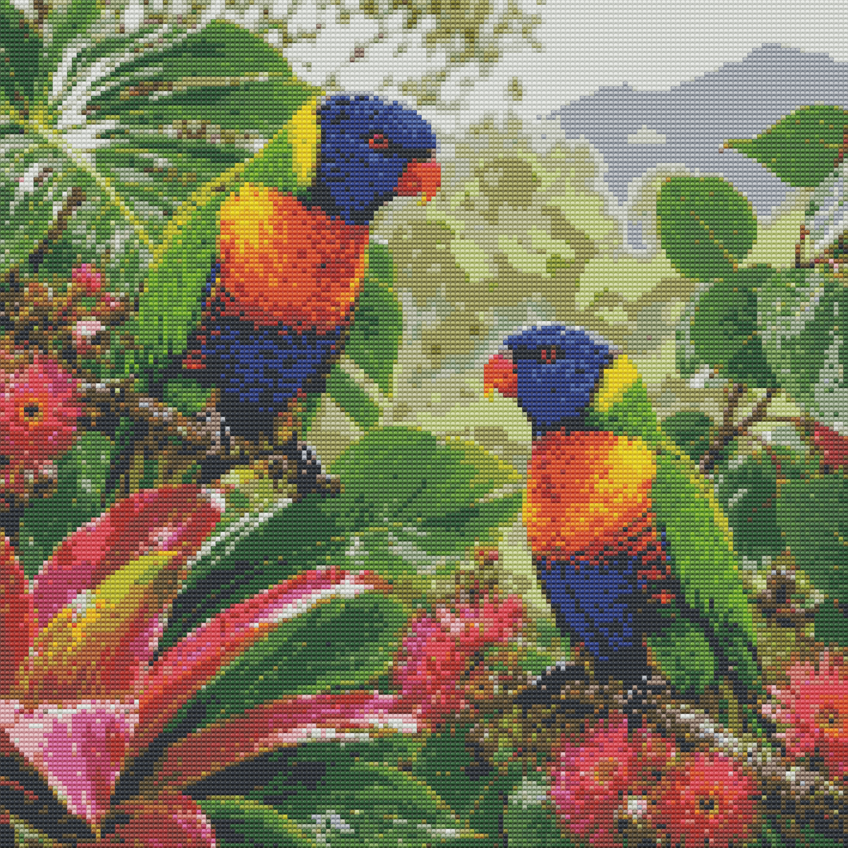 Diamond Painting Kit 20"x20" Rainbow Lorikeet Bird (Round)