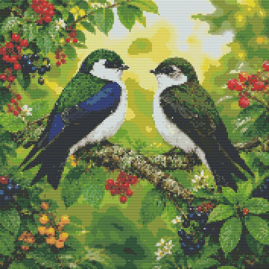 Diamond Painting Kit 20"x20" Violet Green Swallow (Round Drills)