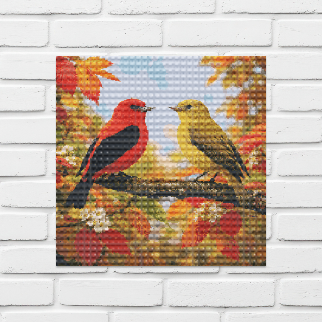 Diamond Painting Kit 20"x20" Scarlett Tanager (Round Drills)