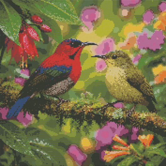 Diamond Painting Kit 20"x20" Crimson Sunbird (Round Drills)