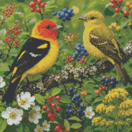 Diamond Painting Kit 20"x20" Western Tanager (Round Drills)