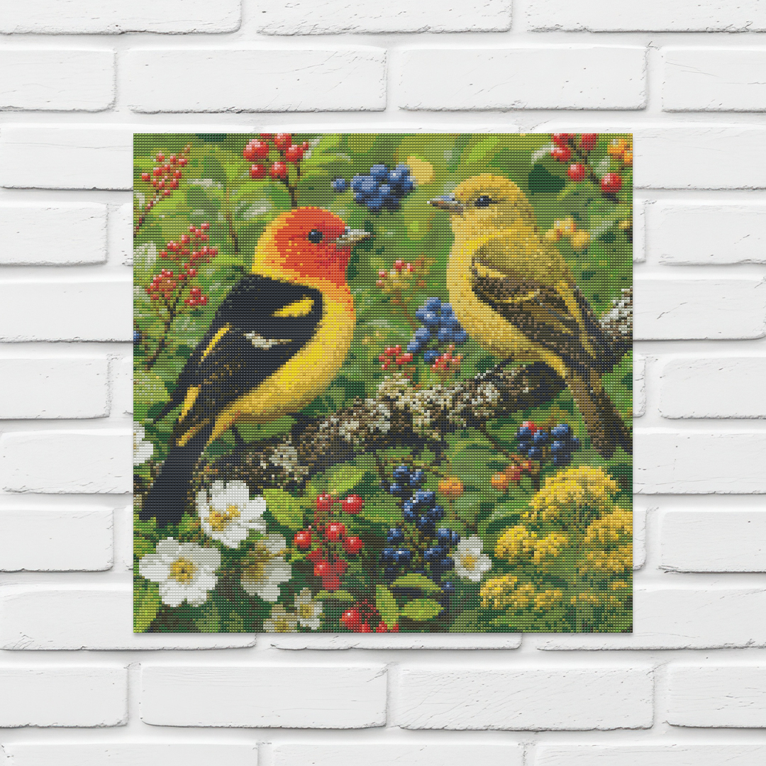 Diamond Painting Kit 20"x20" Western Tanager (Round Drills)