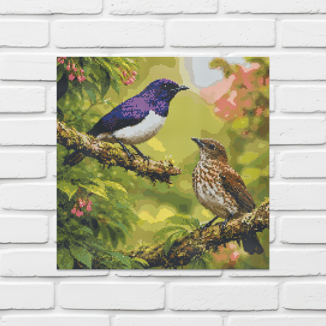 Diamond Painting Kit 20"x20" Violet-backed Starling (Round Drills)