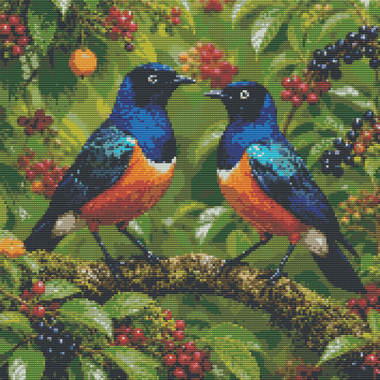 Diamond Painting Kit 20"x20" Superb Starling (Round Drills)