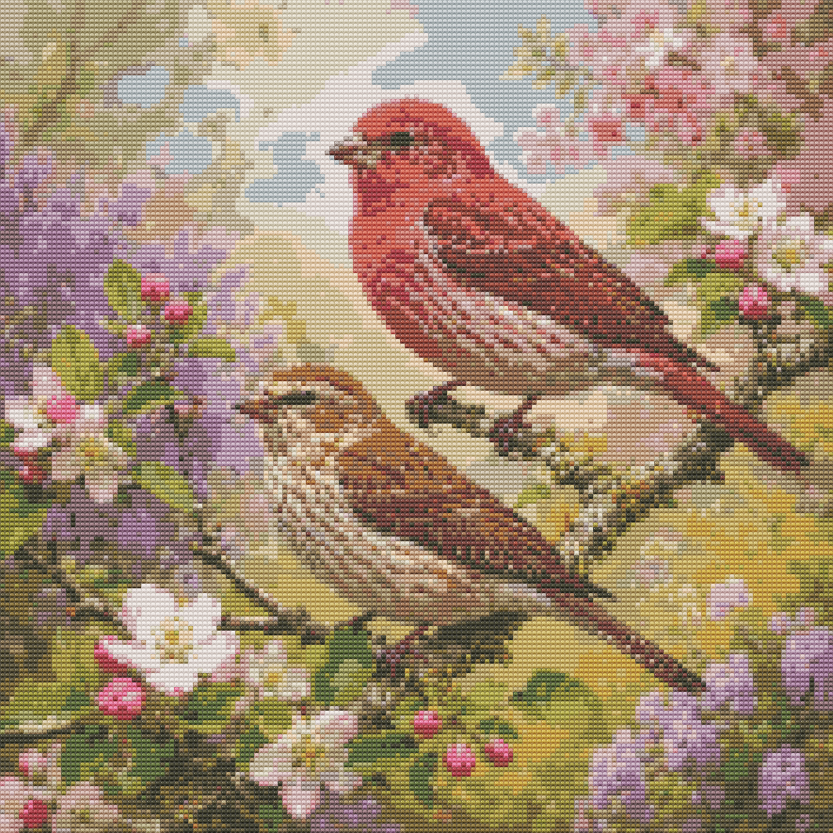 Diamond Painting Kit 20"x20" Purple Finch (Round Drills)