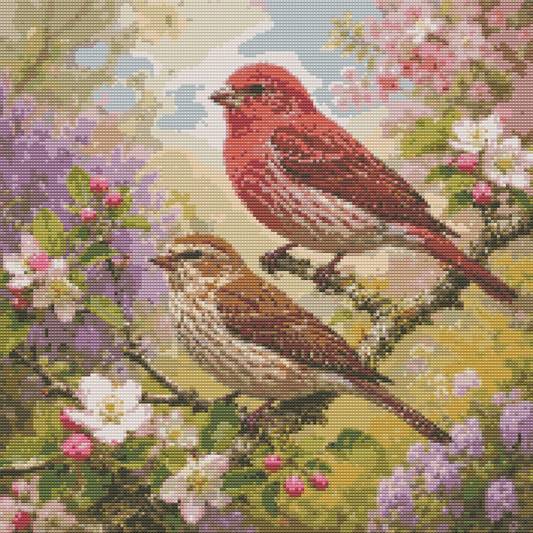 Diamond Painting Kit 20"x20" Purple Finch (Round Drills)