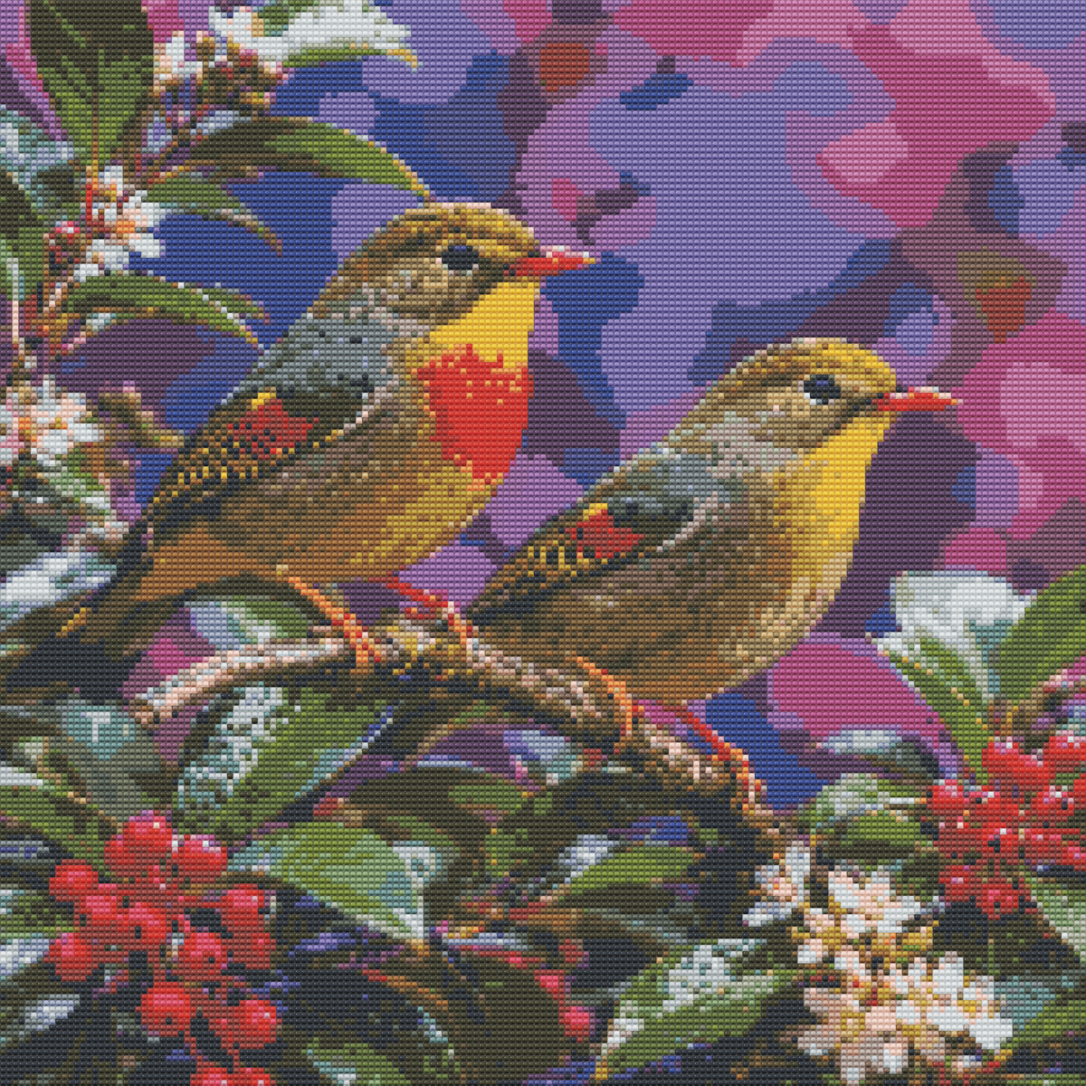 Diamond Painting Kit 20"x20" Red-bellied Leiothrix (Round Drills)