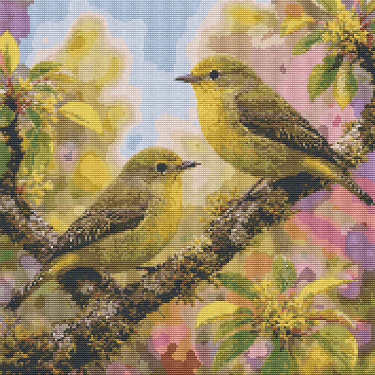Diamond Painting Kit 20"x20" Orange-crowned Warbler (Round Drills)