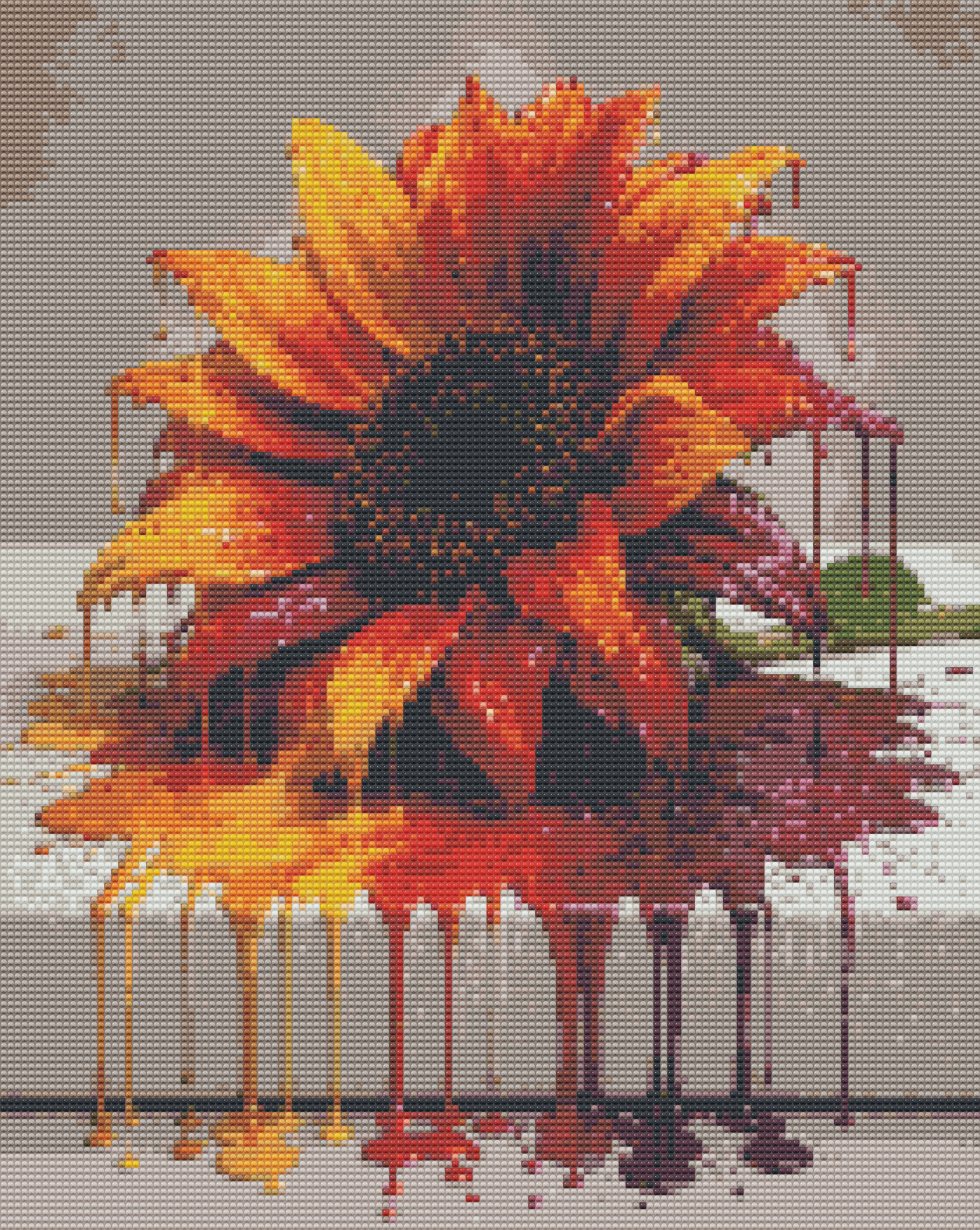Orange Drip Art Sunflower