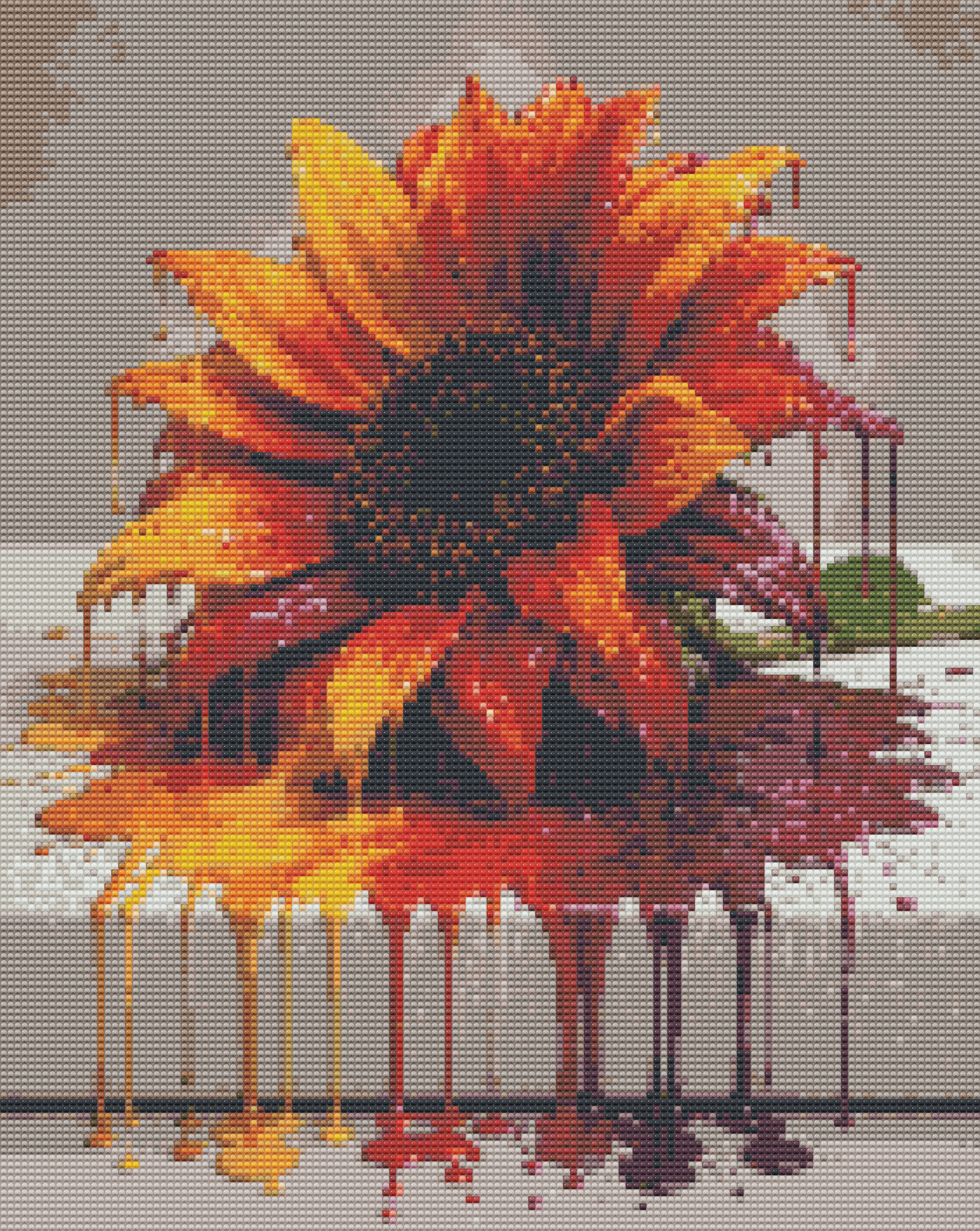 Orange Drip Art Sunflower