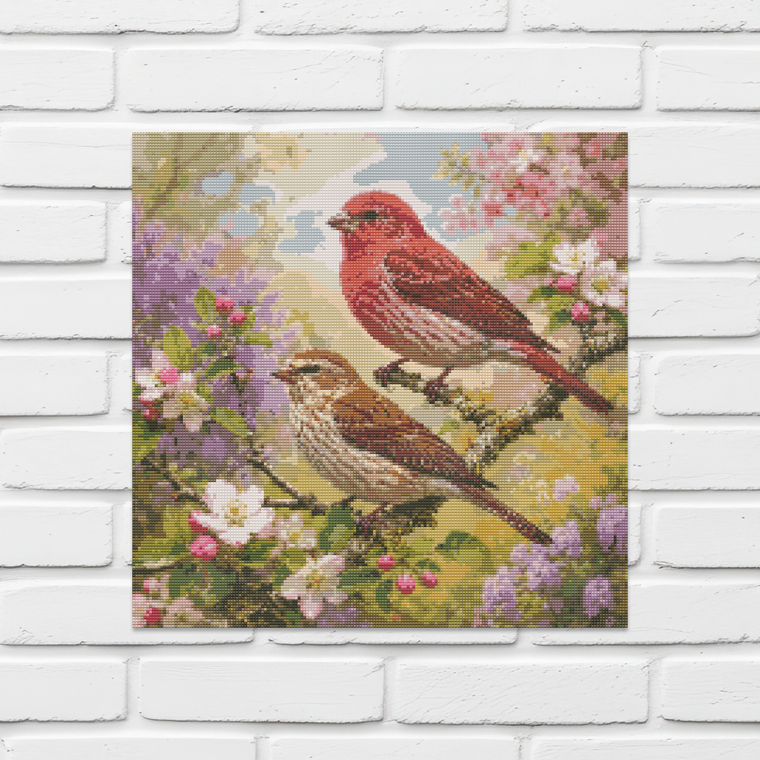 Diamond Painting Kit 20"x20" Purple Finch (Round Drills)