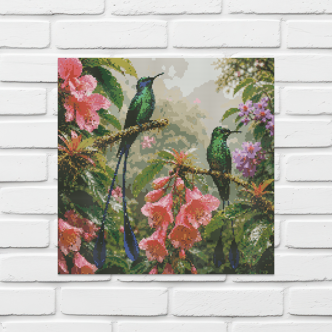 Diamond Painting Kit 20"x20" Long-tailed Sylph Bird (Round)